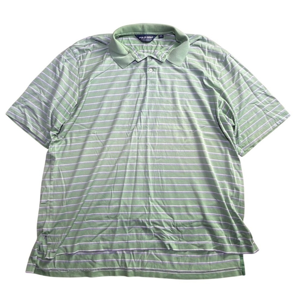 Polo Golf Ralph Lauren Mens XXL Green Purple Striped Pima Cotton Polo Shirt-2403